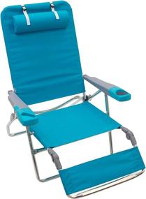 img 4 attached to Extra Wide Foldable Beach Lounger with Footrest, Pillow, and 4 Recline Positions by Rio Beach