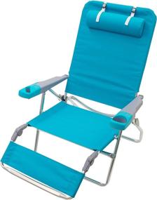 img 2 attached to Extra Wide Foldable Beach Lounger with Footrest, Pillow, and 4 Recline Positions by Rio Beach