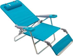 img 3 attached to Extra Wide Foldable Beach Lounger with Footrest, Pillow, and 4 Recline Positions by Rio Beach