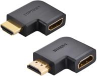 ugreen 2 pack hdmi adapter - 90 and 270 degree right angle hdmi male to female adapter - supports 3d, 4k, 1080p - hdmi extender for tv stick, roku stick, chromecast, nintendo switch, ps4, ps3, xbox, laptop, pc logo
