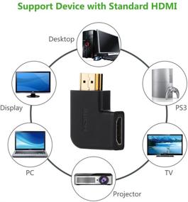 img 2 attached to UGREEN 2 Pack HDMI Adapter - 90 and 270 Degree Right Angle HDMI Male to Female Adapter - Supports 3D, 4K, 1080P - HDMI Extender for TV Stick, Roku Stick, Chromecast, Nintendo Switch, PS4, PS3, Xbox, Laptop, PC