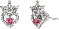 sterling silver cubic zirconia birthstone stud earrings - disney princess tiara design logo