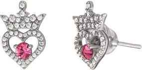 img 4 attached to Sterling Silver Cubic Zirconia Birthstone Stud Earrings - Disney Princess Tiara Design