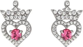 img 3 attached to Sterling Silver Cubic Zirconia Birthstone Stud Earrings - Disney Princess Tiara Design