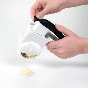 img 2 attached to 🧀 OXO Rotary Cheese Grater, Stainless Steel, Bi-Directional, Non-Slip, Soft Grip, White - 1 EA