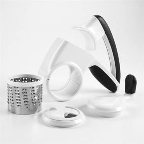 img 1 attached to 🧀 OXO Rotary Cheese Grater, Stainless Steel, Bi-Directional, Non-Slip, Soft Grip, White - 1 EA