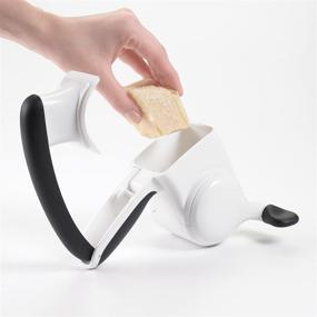 img 3 attached to 🧀 OXO Rotary Cheese Grater, Stainless Steel, Bi-Directional, Non-Slip, Soft Grip, White - 1 EA