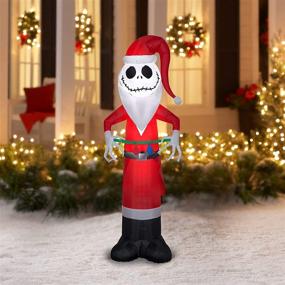 img 2 attached to 🎃 Gemmy 5.5' Christmas Inflatable Jack Skellington: Unique Indoor/Outdoor Decoration with Festive Christmas Lights