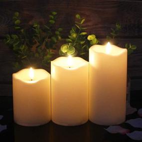 img 3 attached to Realistic Flickering Flameless LED Candles Set of 3 with Remote, Timer, and Battery Operated - Ideal for Halloween, Home Décor, Wedding, Birthday Decoration