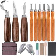 🪵 wood carving tools set: complete wood carving hand tools kit with hook carving knife, precision whittling knife, detail wood carving knife, and 6pcs sk2 carbon steel wood carving knives - ideal for spoon, bowl & general woodwork logo