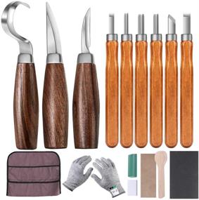 img 4 attached to 🪵 Wood Carving Tools Set: Complete Wood Carving Hand Tools Kit with Hook Carving Knife, Precision Whittling Knife, Detail Wood Carving Knife, and 6pcs SK2 Carbon Steel Wood Carving Knives - Ideal for Spoon, Bowl & General Woodwork