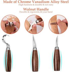 img 3 attached to 🪵 Wood Carving Tools Set: Complete Wood Carving Hand Tools Kit with Hook Carving Knife, Precision Whittling Knife, Detail Wood Carving Knife, and 6pcs SK2 Carbon Steel Wood Carving Knives - Ideal for Spoon, Bowl & General Woodwork