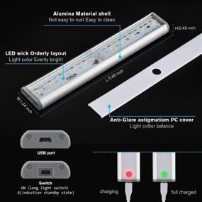 img 3 attached to USB Rechargeable LED Motion Sensor Cabinet Light, Closet Lighting with 10 LEDs, Battery Powered Under Counter Kitchen Lights, Stick On Lights for Wardrobe, Cupboard, and Cabinet – Pack of 3