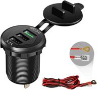 быстрая зарядка автомобильного зарядного устройства 12v/24v 35w qc3.0/2.0 usb розетка с предохранителем, 3 usb-порта для автомобиля, лодки, морских судов, квадроциклов, автобусов, грузовиков, гольф-карт и другое - черного цвета логотип