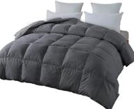 twin size grey all-season goose down comforter: soft & fluffy, winter quilted medium warmth logo