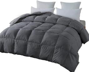 img 4 attached to Twin Size Grey All-Season Goose Down Comforter: Soft & Fluffy, Winter Quilted Medium Warmth