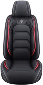 img 2 attached to 🚗 Universal Fit Comfortable Leather Auto Car Seat Covers - Full Set for 5 Seats (Black & Red)