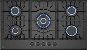 img 4 attached to 🔥 Empava 36 Inch Gas Cooktop Convertible to Natural Gas or LPG with 5 Italy Sabaf Sealed Burners and Tempered Glass, in Sleek Black