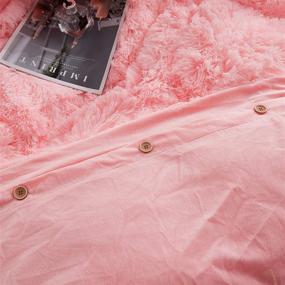 img 1 attached to 🛏️ WERDIM Pink Fluffy Faux Fur Duvet Cover Set: Velvety Bedding with Button Closure in Queen Size - Includes Pillowcases