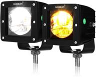 🚚 auxbeam 3-ти дюймовые светодиодные фары - 16 вт светодиодные противотуманные огни с режимами янтарного/белого цвета - квадратные кубики свет светового пятна - водонепроницаемые для внедорожника, грузовика, сюв, атв, тсх. логотип