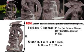 img 3 attached to 🐉 Handmade Ceramic Dragon Backflow Incense Burner - Ornament Statue Gift, Home Decor Waterfall Incense Holder with 100 Backflow Incense Cones and 1 Mat