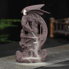 img 1 attached to 🐉 Handmade Ceramic Dragon Backflow Incense Burner - Ornament Statue Gift, Home Decor Waterfall Incense Holder with 100 Backflow Incense Cones and 1 Mat