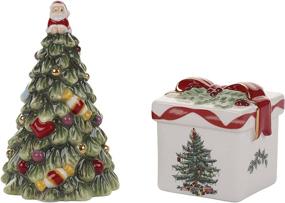 img 2 attached to 🎄 Spode Christmas Tree Salt and Pepper Gift Box Set with Gold Accents