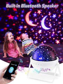 img 2 attached to 🔦 One Fire Night Lights: 360 Rotating Bluetooth Music Projector for Kids Room