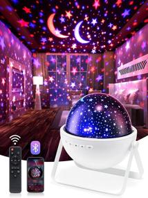 img 4 attached to 🔦 One Fire Night Lights: 360 Rotating Bluetooth Music Projector for Kids Room