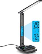 💡 wireless charger desk lamp with dimmable eye-protection, usb charging port, adjustable foldable design, clock, alarm, date, temperature display, and adapter - perfect eye-caring office lamp логотип