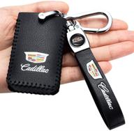 🔑 keyless car key fob cover case protector for cadillac srx cts xts ats - remote control smart pouch bag jacket shell holder - 5 button, model-c, black - large logo