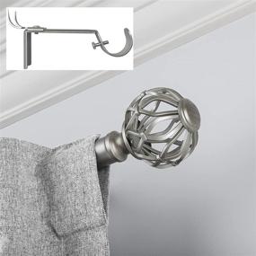 img 4 attached to 🪜 SnugSet Easy Install, Tool-Free Option, Adjustable 72-144 Inch Steel Rod, 1 Inch Diameter, 4 Brackets, Supports Heavy Fabrics, Decorative Nickel Cage Ball Finial