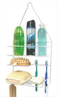 🛁 bath bliss cloth loofah shower caddy - 3 tier shelves, soap dish, toothbrush razor slots, wash cloth luffa hook - white logo
