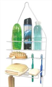 img 2 attached to 🛁 Bath Bliss Cloth Loofah Shower Caddy - 3 Tier Shelves, Soap Dish, Toothbrush Razor Slots, Wash Cloth Luffa Hook - White
