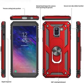 img 3 attached to 📱 LeYi Samsung Galaxy A6 Case with [2 Pack] Tempered Glass Screen Protector, Military-Grade Protection, Magnetic Car Ring Holder Kickstand, Red