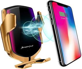 img 4 attached to 📱 10W Wireless Car Charger Phone Mount - Fast Charging for iPhone 12/11/Pro/Max/Xr/Xs/X/8/Plus, Samsung Galaxy S10/Note 10/S9/S8 - Gold