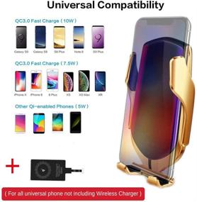 img 2 attached to 📱 10W Wireless Car Charger Phone Mount - Fast Charging for iPhone 12/11/Pro/Max/Xr/Xs/X/8/Plus, Samsung Galaxy S10/Note 10/S9/S8 - Gold