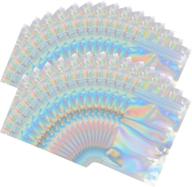 🌟 100 pieces mylar holographic resealable bags - smell proof foil pouch ziplock bags (party favor food storage, holographic color) логотип