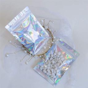 img 2 attached to 🌟 100 Pieces Mylar Holographic Resealable Bags - Smell Proof Foil Pouch Ziplock Bags (Party Favor Food Storage, Holographic Color)