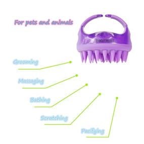 img 1 attached to THKUTRUST Pet Brush: Grooming, Shedding, Bathing, and Massage – Non-Toxic, Easy to Clean, Round-Shaped (Purple)