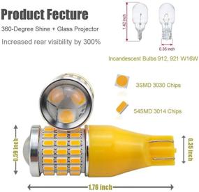 img 2 attached to 🔶 iBrightstar Super Bright Amber Yellow LED Bulbs – T15 912 W16W 921 with Projector for Turn Signal Blinker Lights Replacement (9-30V)