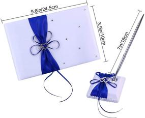 img 3 attached to 💙 Blue Wedding Guest Book and Pen Set with Double Heart Rhinestone Decor - Ideal for Wedding Party Decorations and Signatures