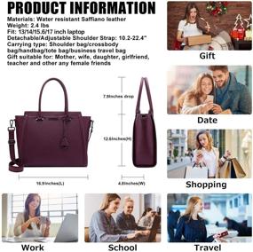 img 2 attached to 👜 17 Inch Multi-Pocket Laptop Bag: Spacious Office Handbag and Briefcase with Work Tote Functionality - L0016 Darkpurple 17 Inch