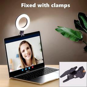 img 1 attached to 🔆 Wireless Remote Ring Light for Computer Laptop Video Conferencing, Zoom Calls, with Clip, 3 Dimmable Color Options, 9 Brightness Levels, and Bonus Blue Cleaning Cloth
