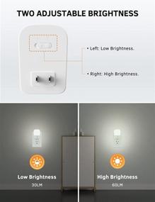 img 3 attached to 🌙 Dimmable LED Nightlight - Specmsky Plug in Night Light with Dusk to Dawn Sensor, Adjustable Brightness (5000K, 30/60LM), 0.6W Wall Plug Light for Hallway, Bedroom, Kitchen, Stairway - Pack of 2