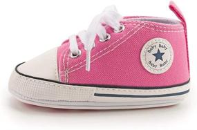 img 1 attached to Soft Sole High-Top Ankle Canvas Sneakers for Baby Boys and Girls - Perfect First Walkers Crib Shoes