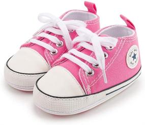 img 2 attached to Soft Sole High-Top Ankle Canvas Sneakers for Baby Boys and Girls - Perfect First Walkers Crib Shoes