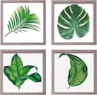 teresa's collections 4 pack 10x10 picture frame set with tropical botanical green plant print for wall decor, square photo frame collage wall art framed - ideal for home decorations логотип