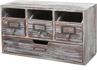 🗄️ rustic torched wood desktop organizer box with multiple compartment drawers, craft supplies storage cabinet - 4 drawers логотип