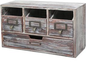 img 4 attached to 🗄️ Rustic Torched Wood Desktop Organizer Box with Multiple Compartment Drawers, Craft Supplies Storage Cabinet - 4 Drawers